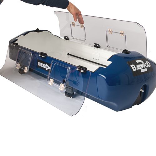 Transportsystem Babypod mit offenen Klappen
